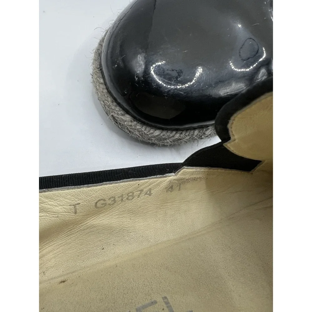 CHANEL Black Patent Leather CC Espadrille Loafers Flats EU 41 Italy